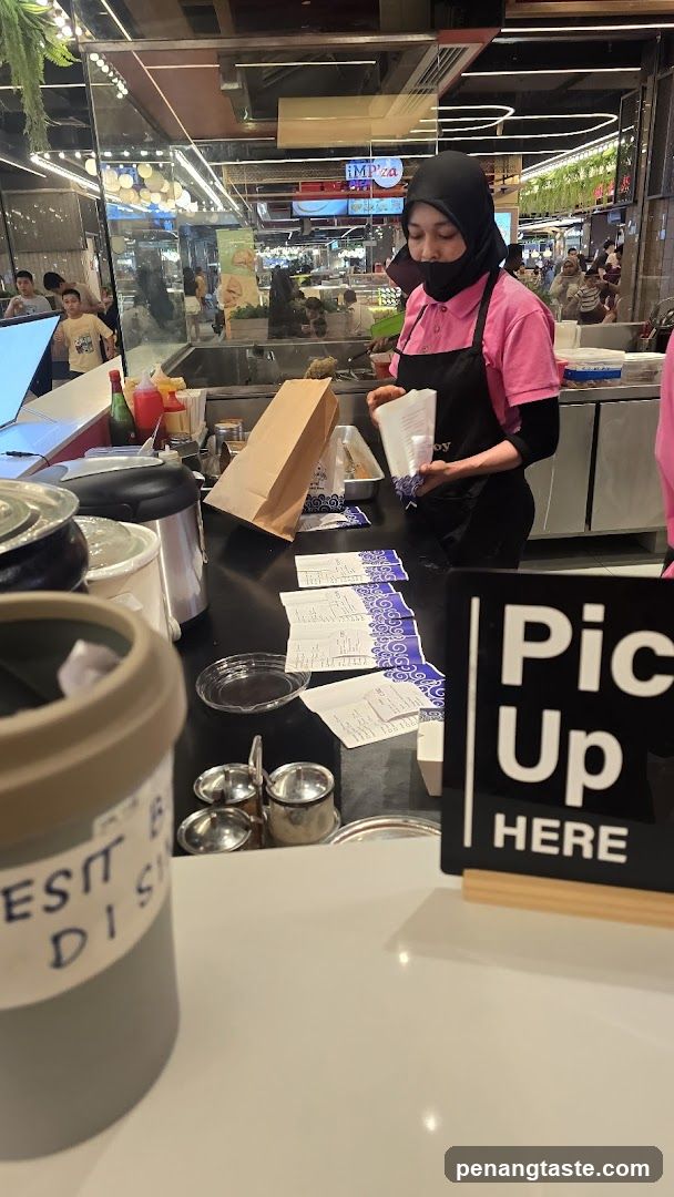 Food pickup counter interior