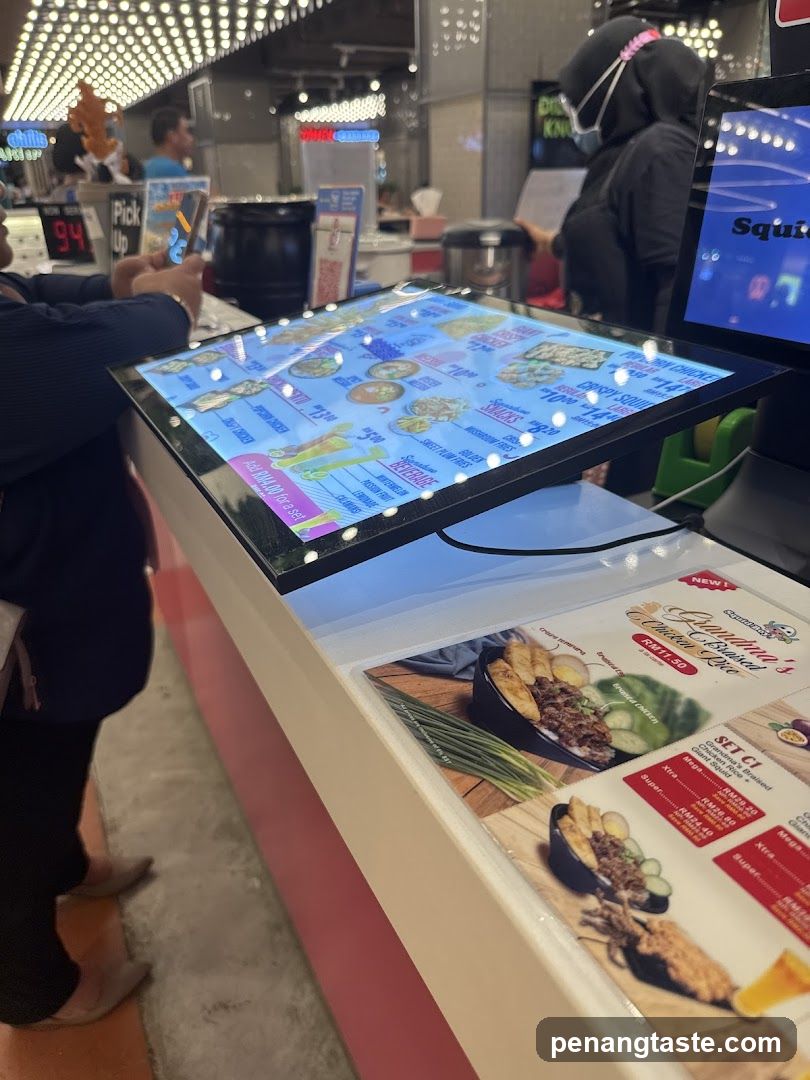 Food court counter with digital display
