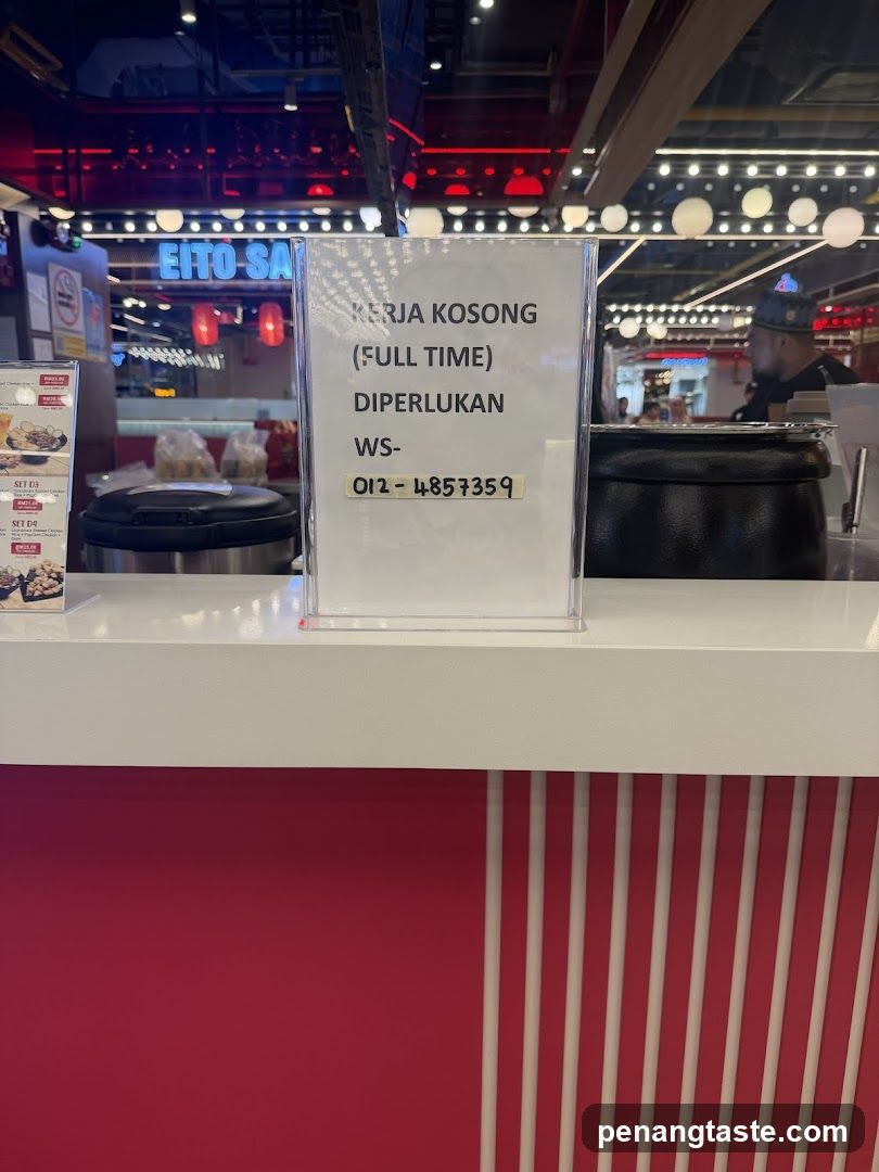Job Posting Sign at Counter