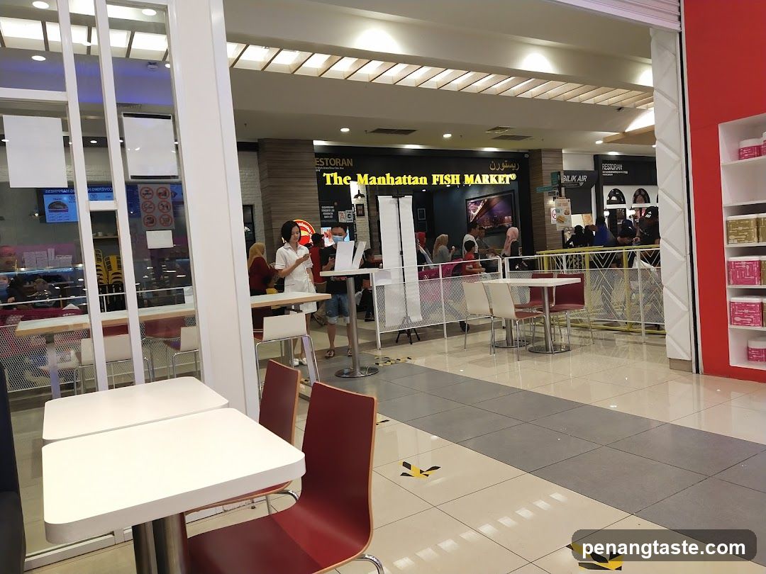 Interior of shopping mall food court