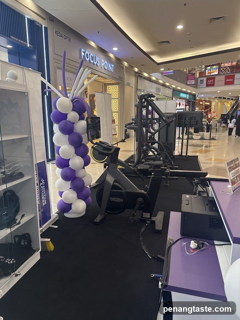 Shopping Mall Interior with Fitness Equipment Display