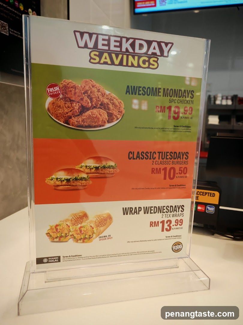 Weekday Savings Menu Board