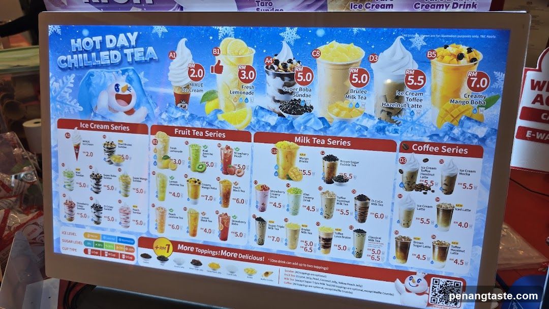 Hot Day Chilled Tea Menu