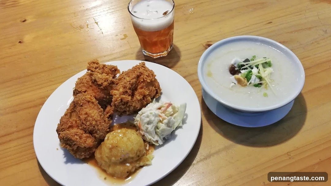 Food and Drink on Wooden Table