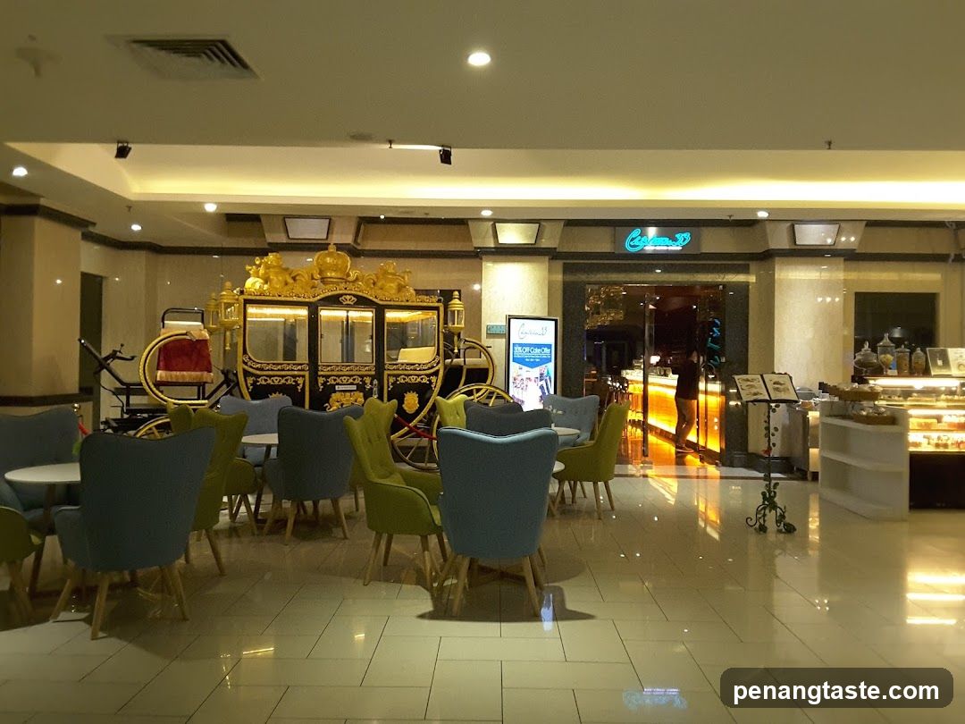 Interior of a shopping mall dining area