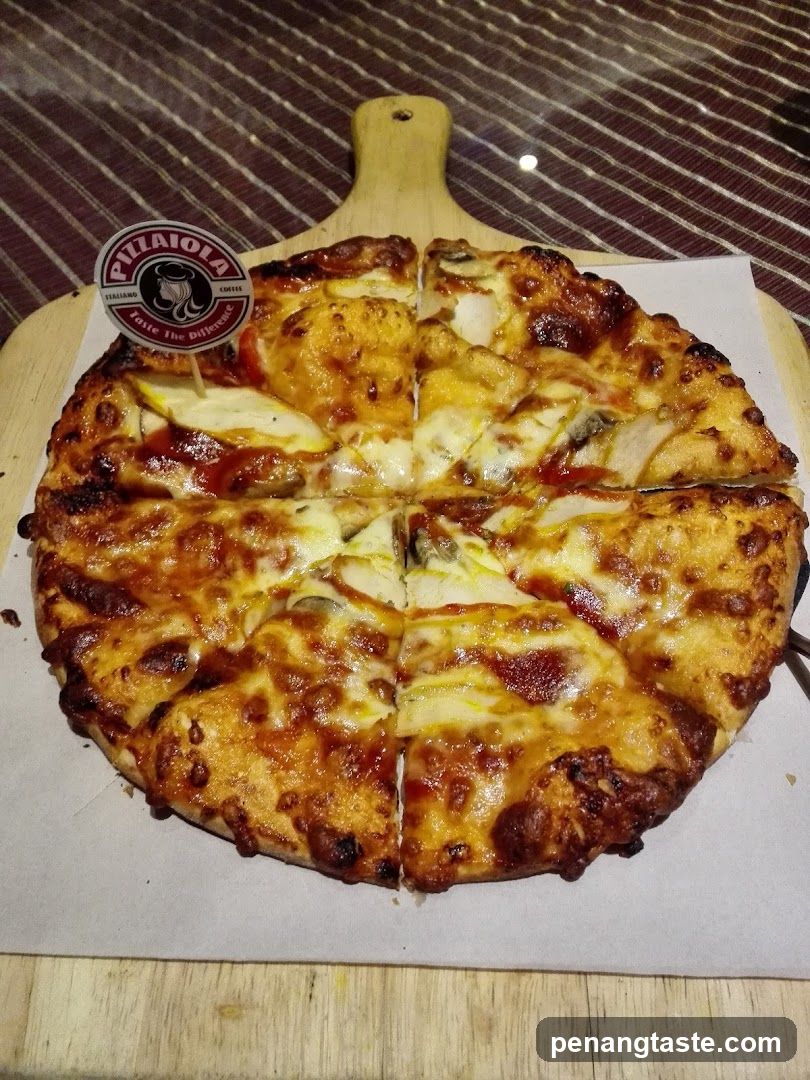 Pizza on wooden board