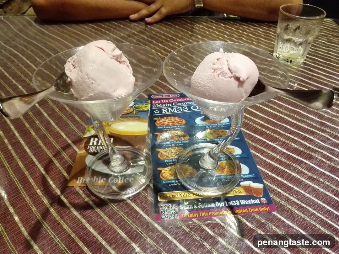 Table with Ice Creams and Menu Flyer