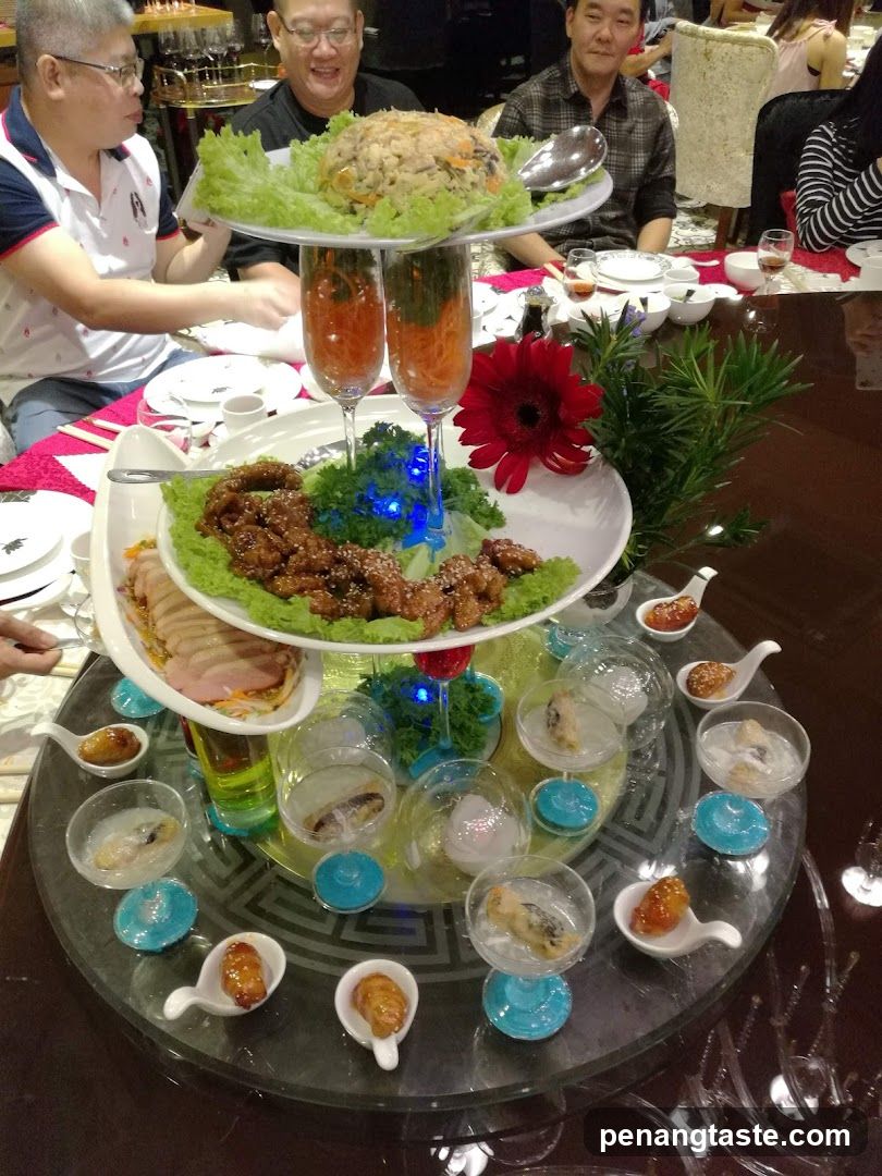 Dining Table with Multi-Layered Food Display