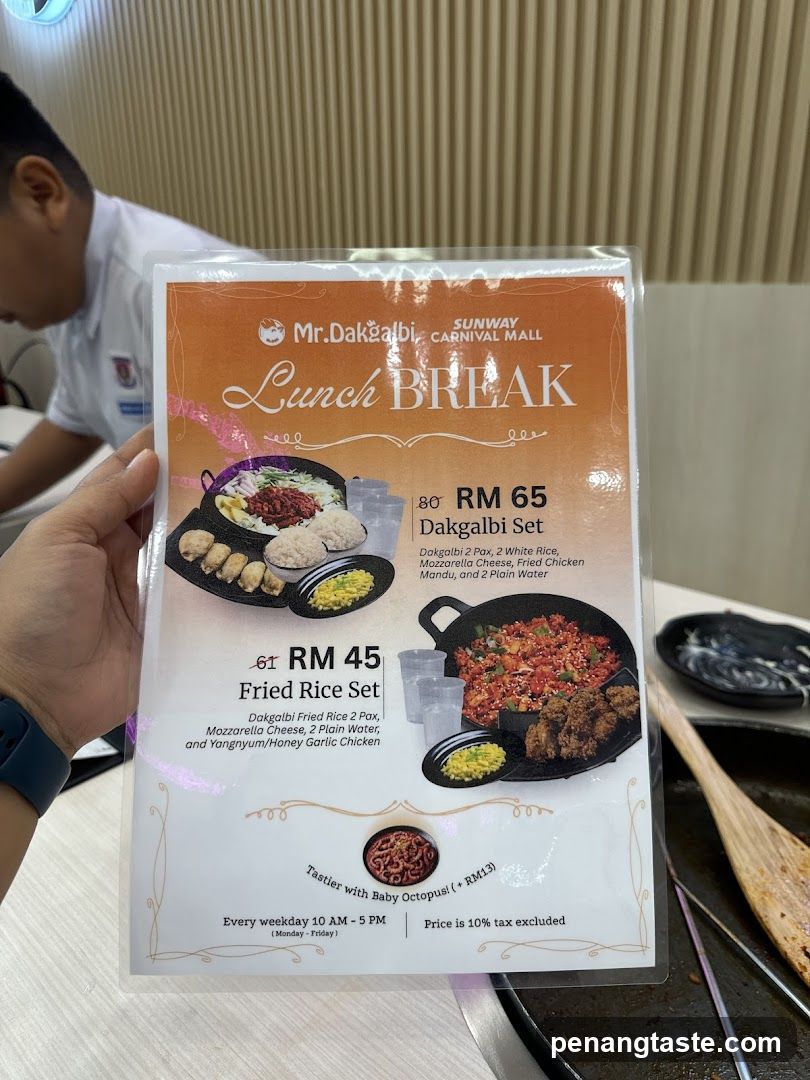 Mr.Dakgalbi Lunch Break Menu