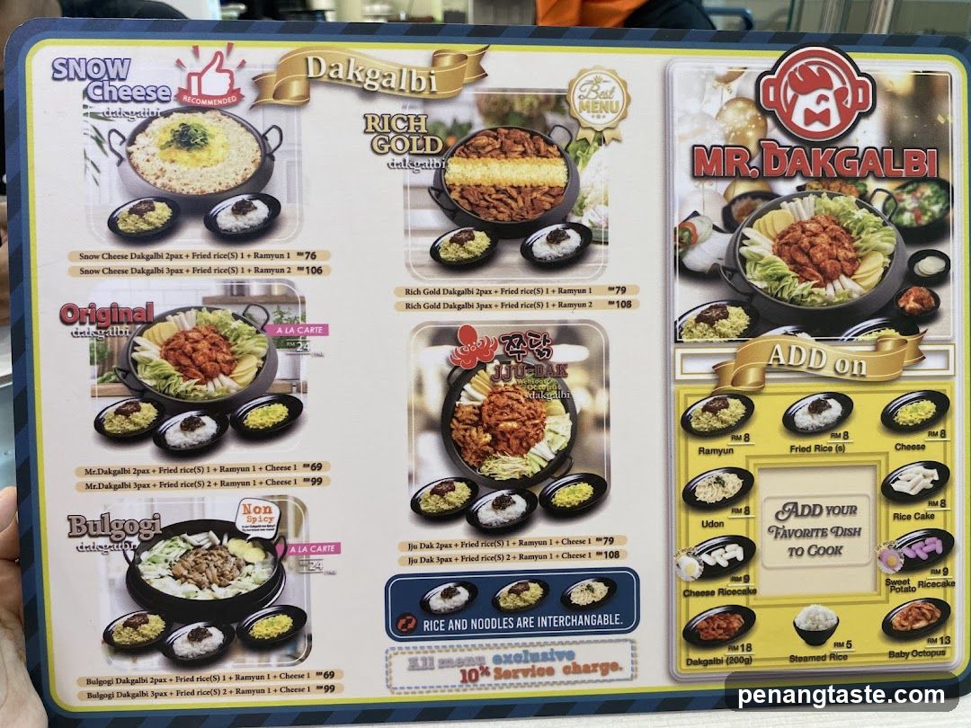 Mr. Dakgalbi Menu Board