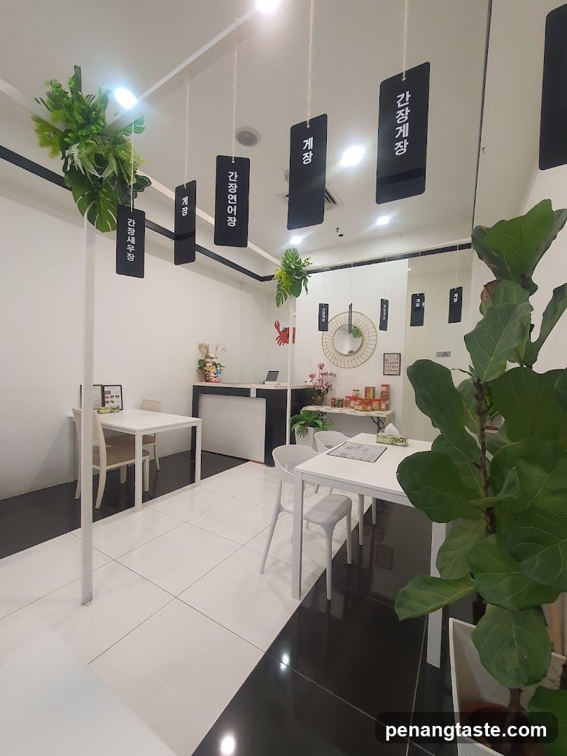Restaurant Interior with Hanging Signs
