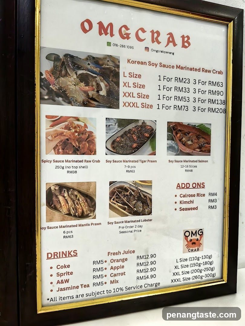 OMG CRAB Menu