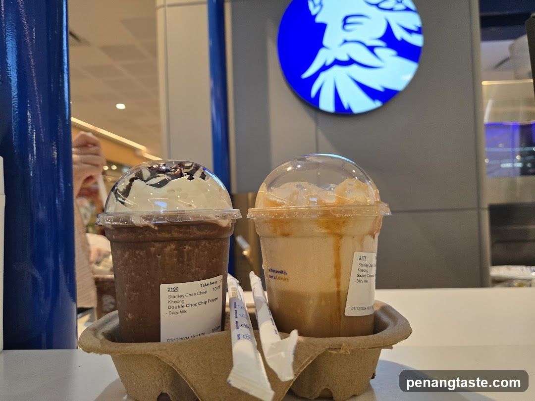Two beverages in a café setting