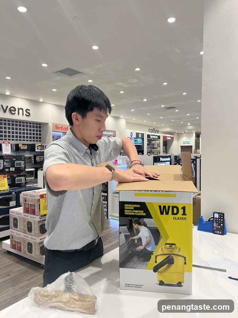 Store Interior with Employee and Product Box