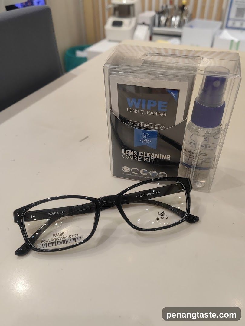 Lens Care Kit and Glasses on Counter