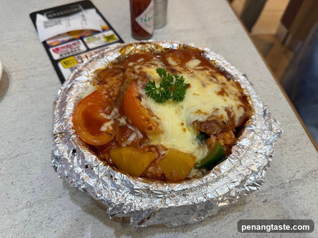 Food served in foil container