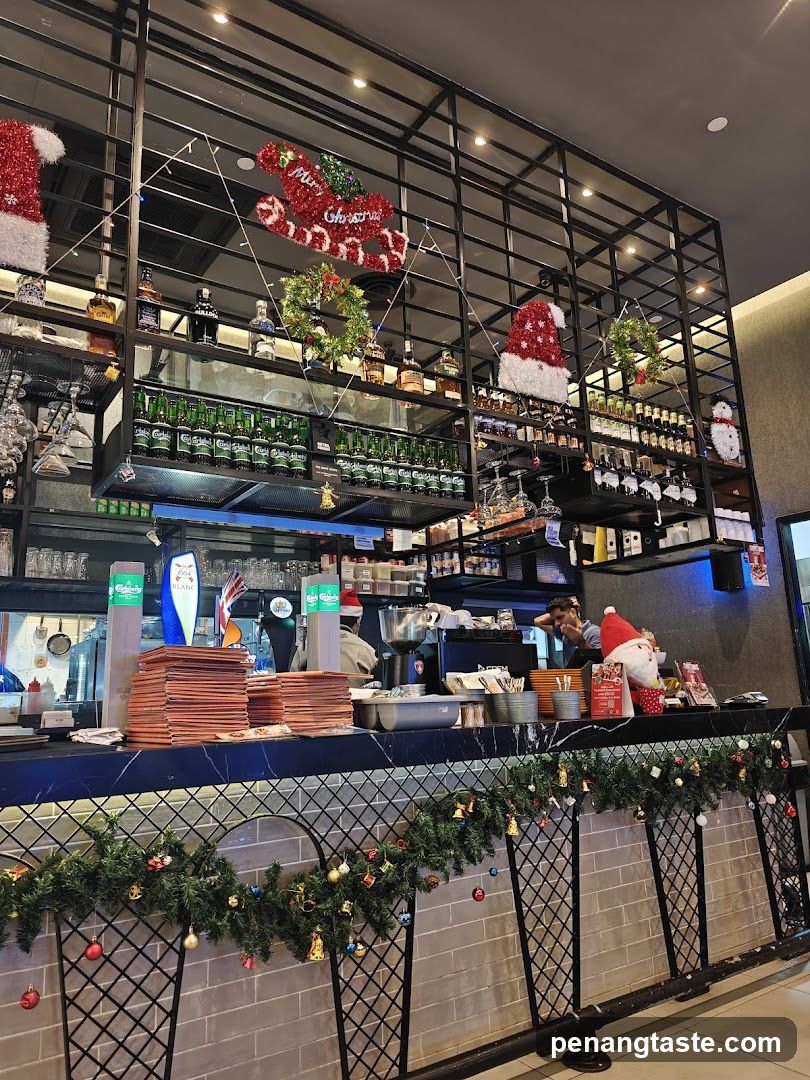 Bar Interior with Christmas Decorations