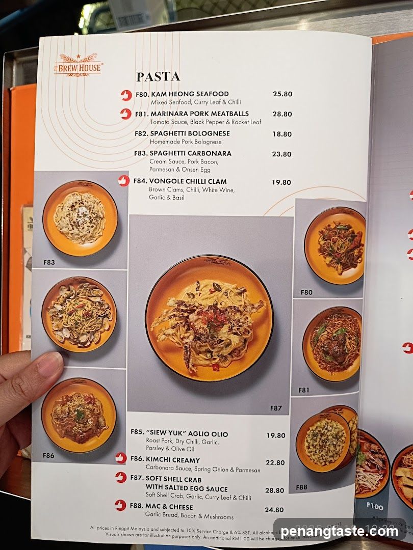 The Brew House Pasta Menu