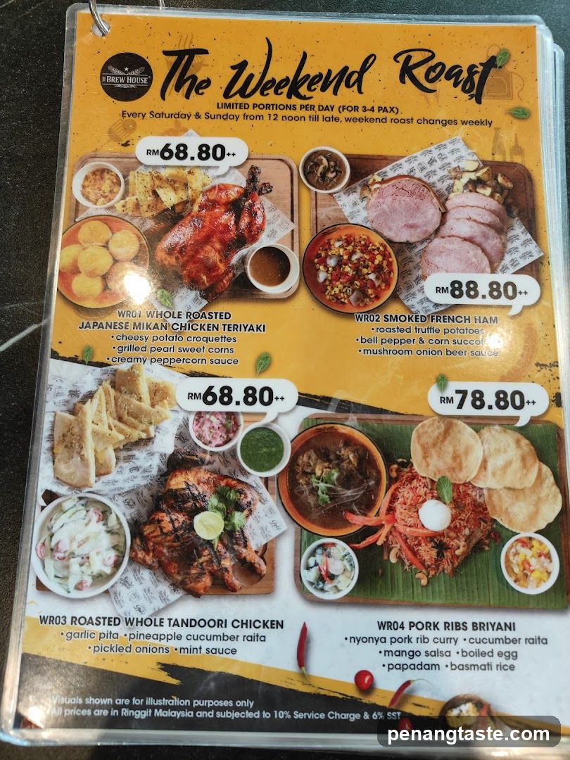 The Weekend Roast Menu