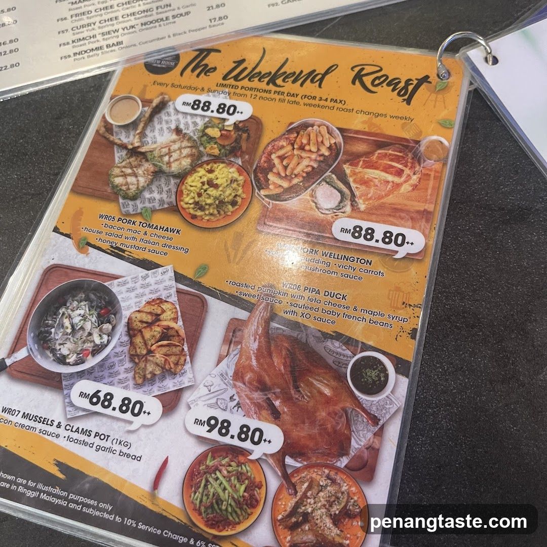 The Weekend Roast Menu