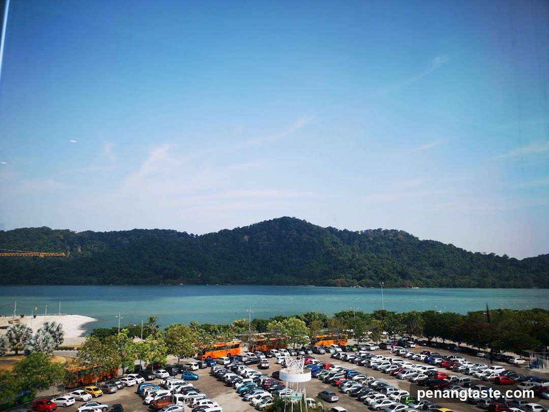 Parking lot with coastal view