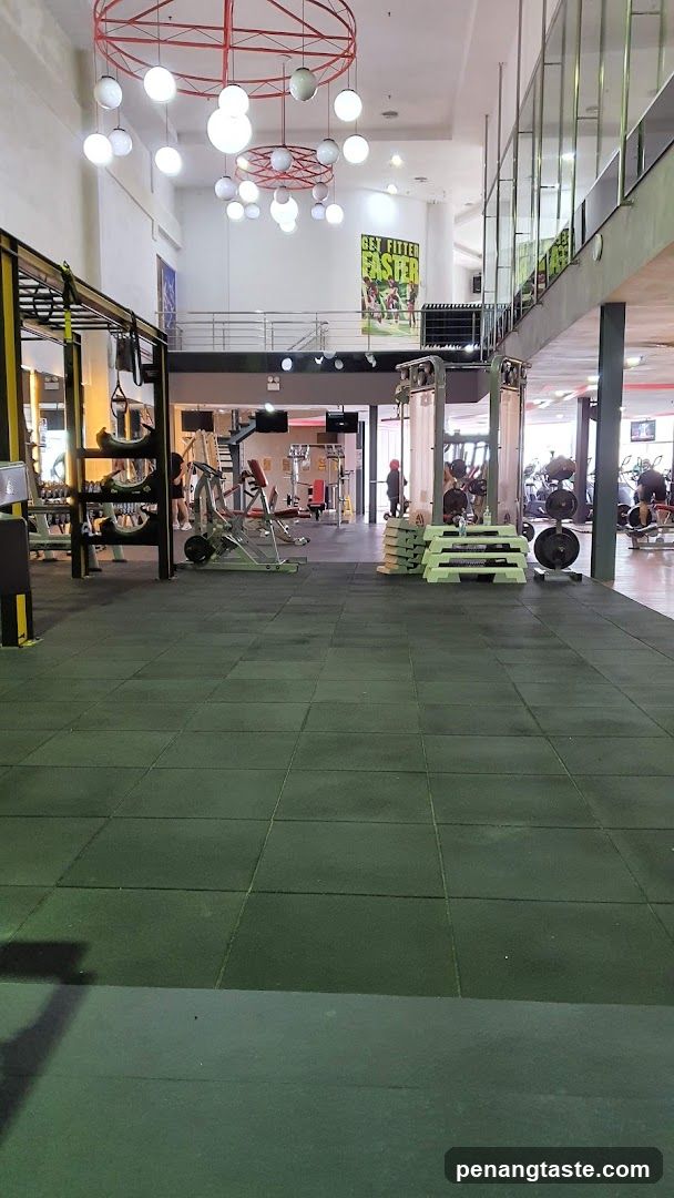 Gym Interior with Equipment and Lighting