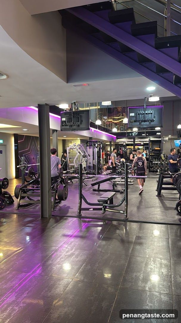 Gym Interior with Purple Lighting