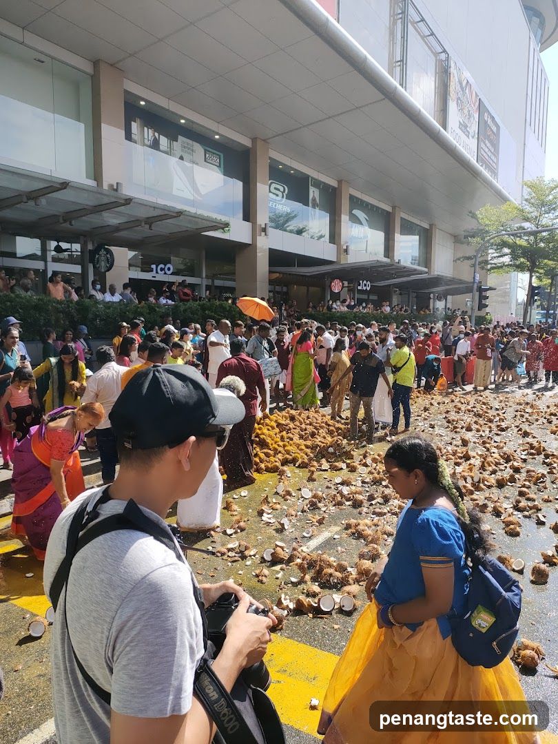 Crowd Gathering Outside Mall Entrance