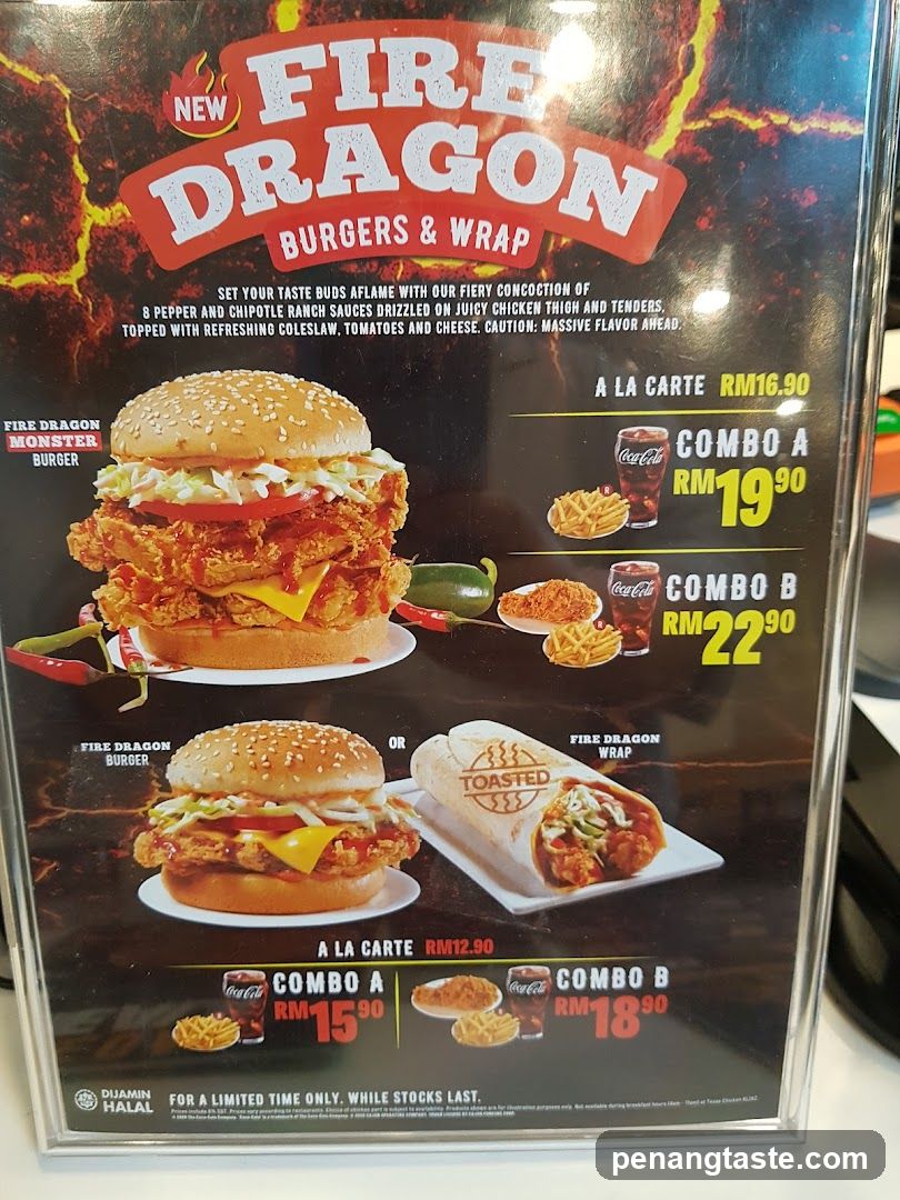 Fire Dragon Burgers & Wrap Menu