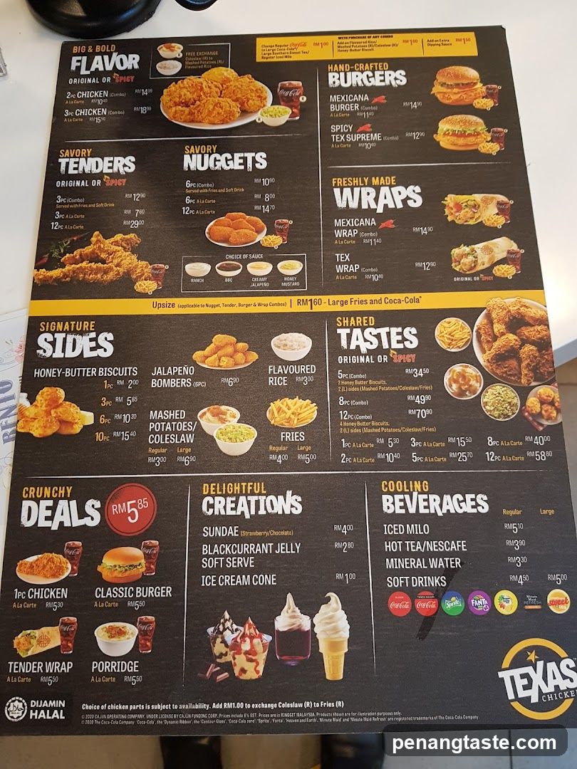 Texas Chicken Menu