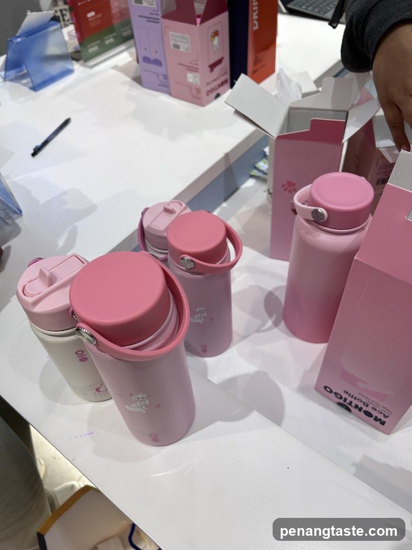Pink Water Bottles on Display