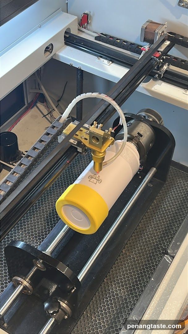 Laser engraving machine in operation