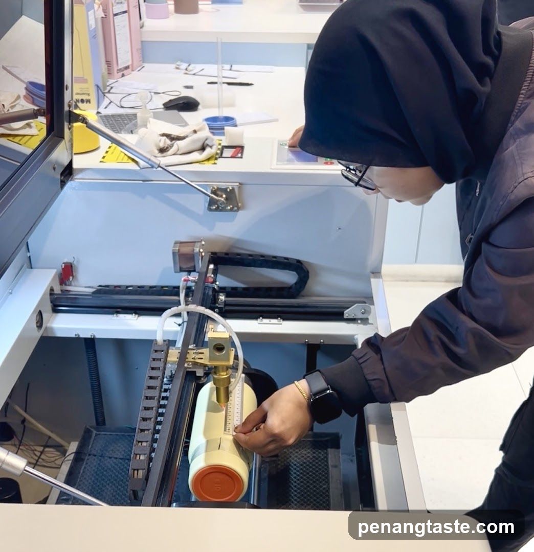 Person operating laser engraving machine
