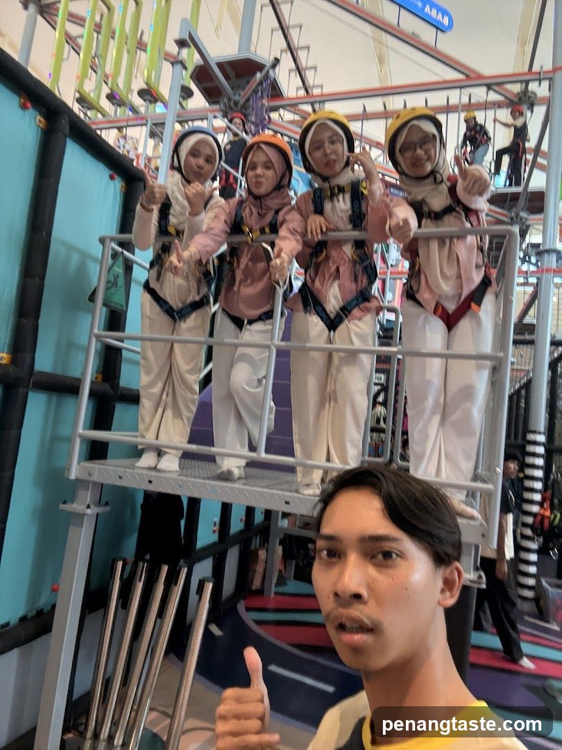 Group photo at indoor adventure park