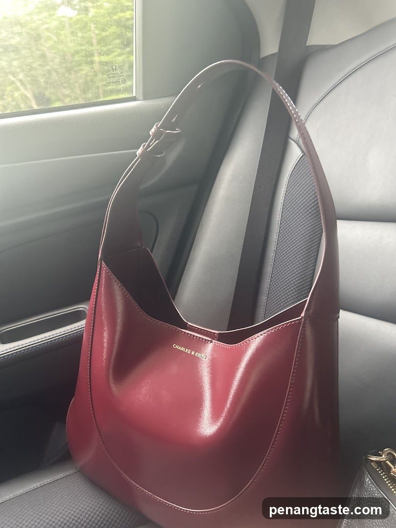 Red Leather Bag in Car