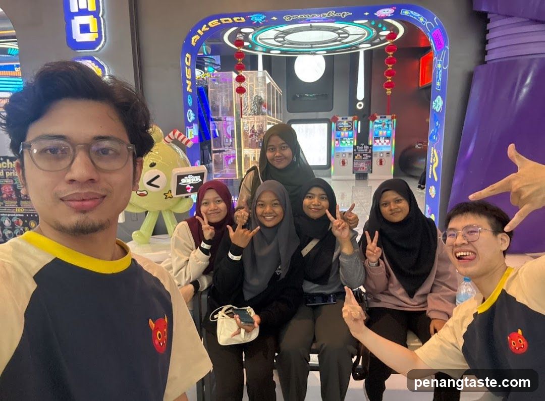 Group photo in arcade
