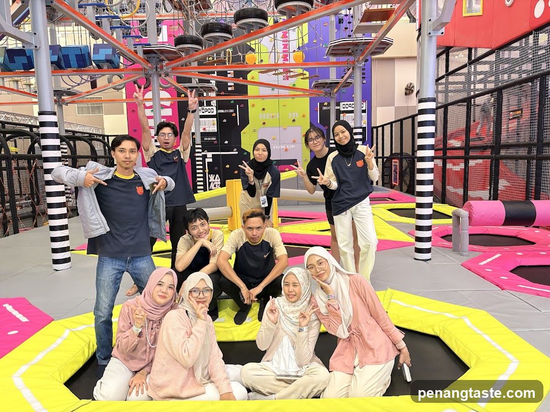 Group photo at indoor trampoline park