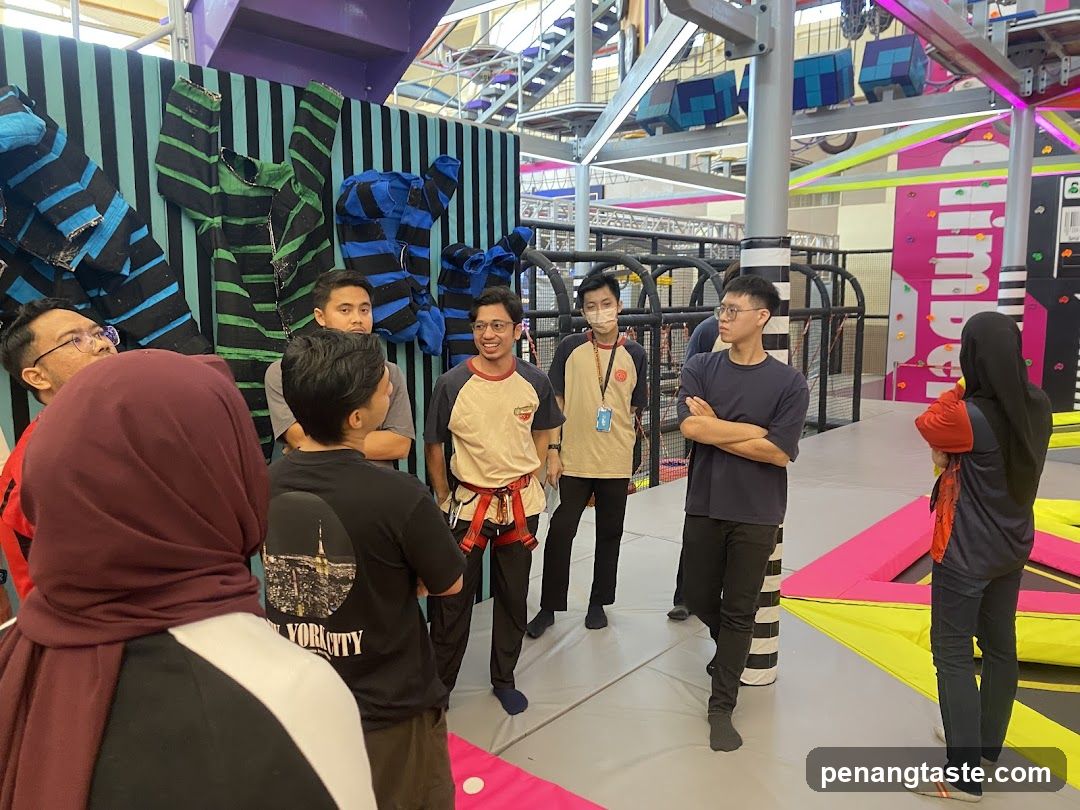 Group in indoor adventure park