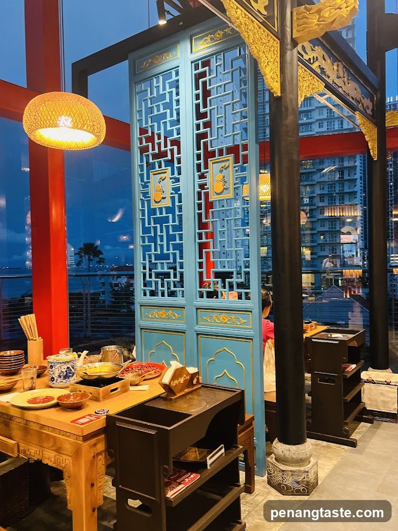 Restaurant Interior with Decorative Screen