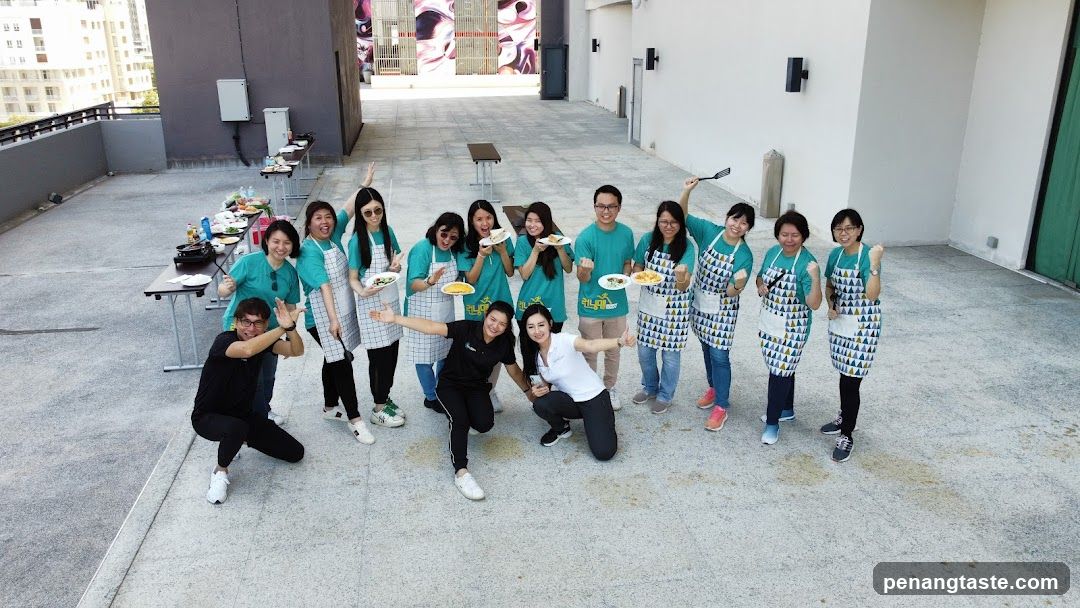 Group Posing with Food