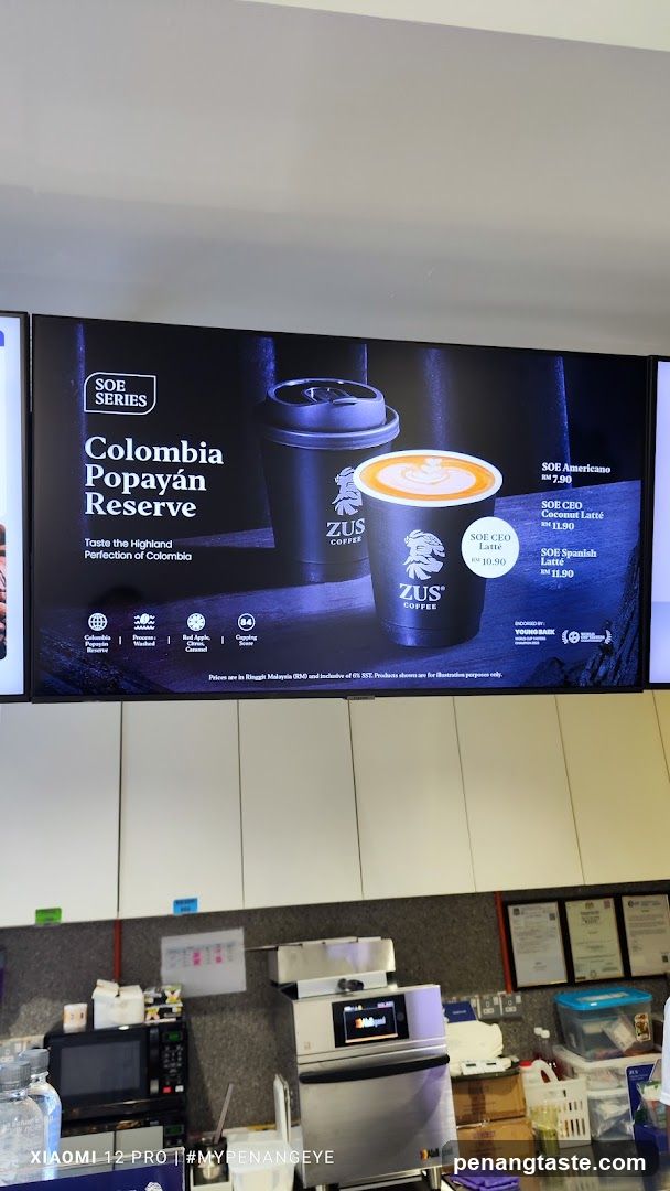 ZUS Coffee Menu Display