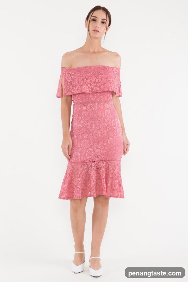 Woman in Pink Lace Dress