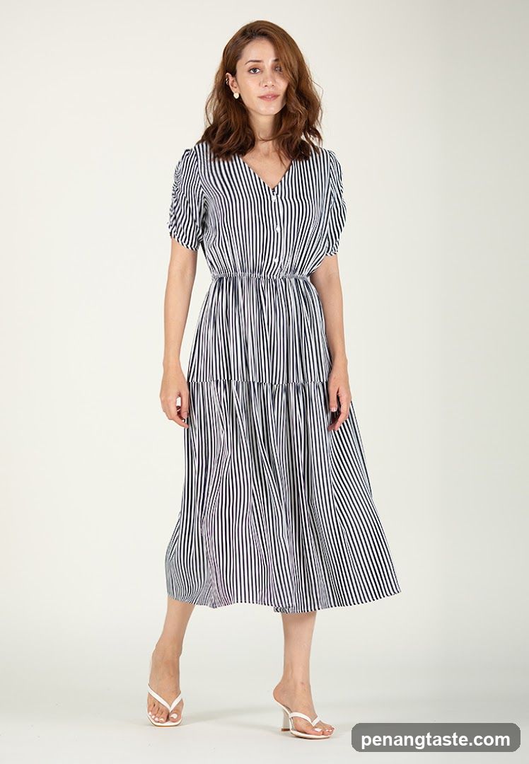 Woman in Striped Dress