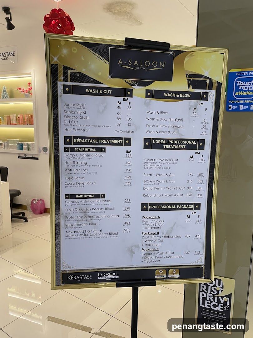 A-Saloon Prestige Menu