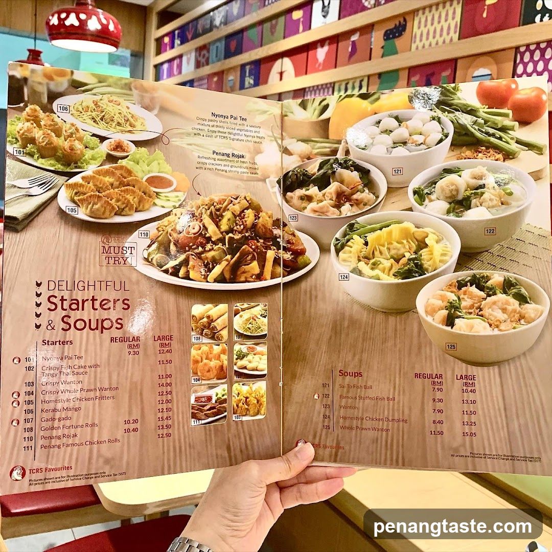 TCRS Menu - Starters & Soups Section