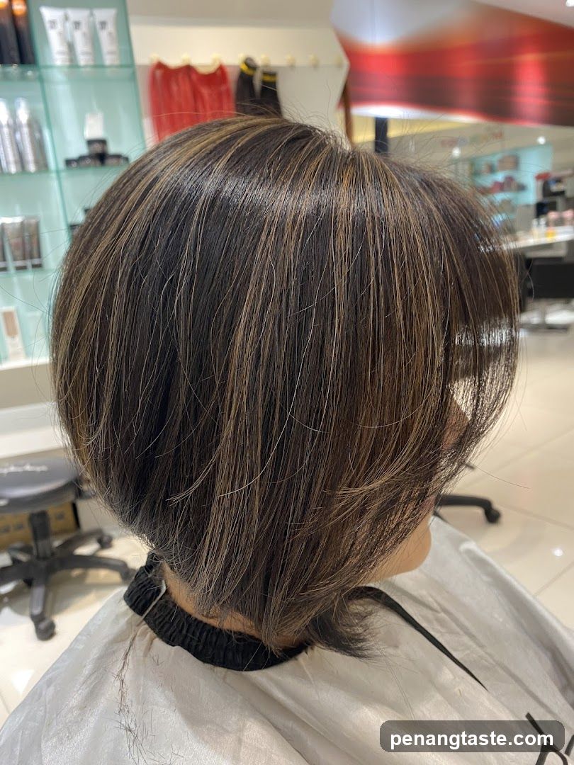 Woman with highlighted bob haircut