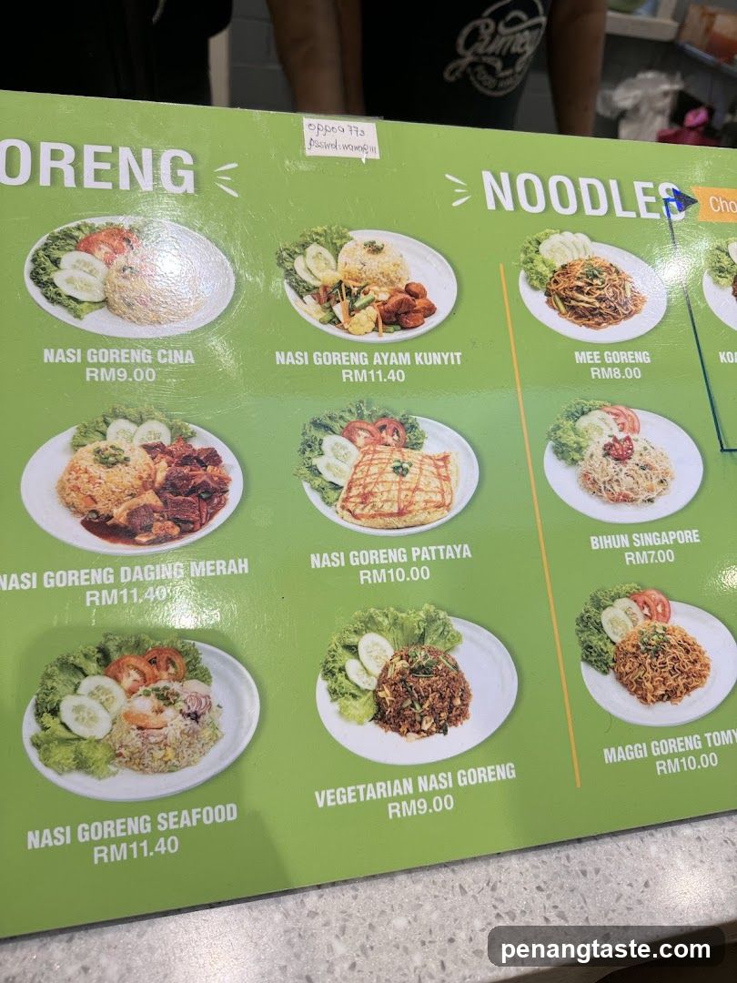 Nasi Goreng and Noodles Menu