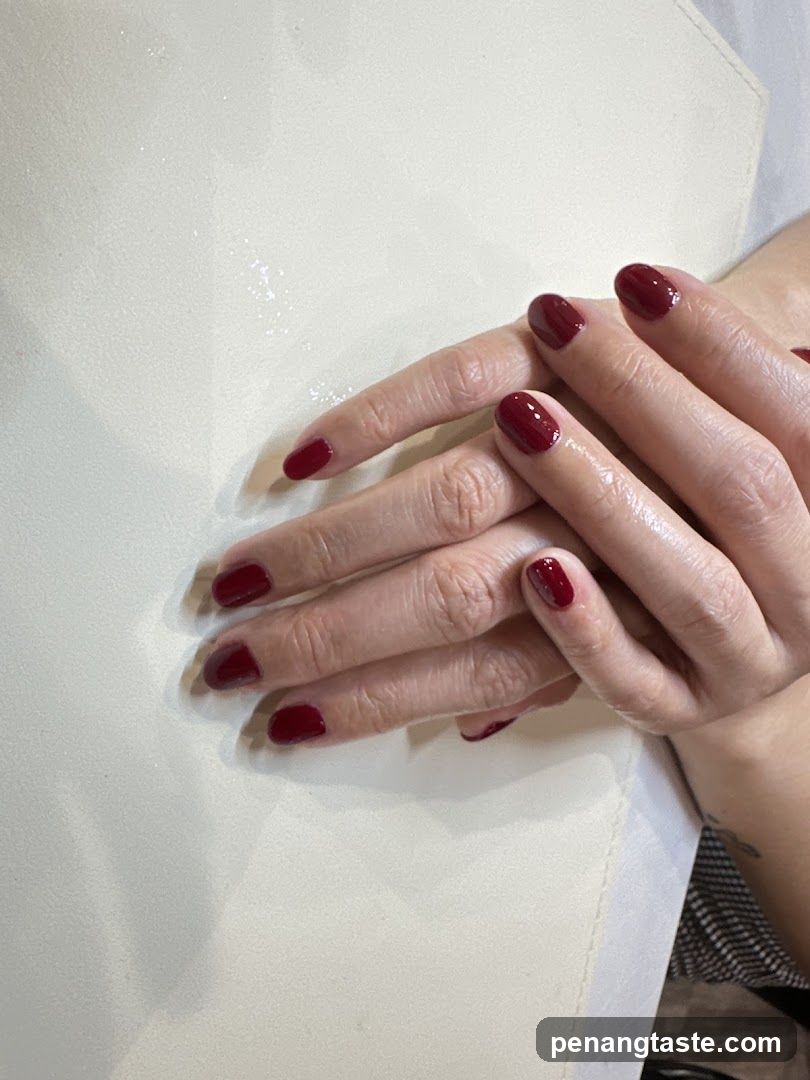 Hands with Dark Red Nail Polish