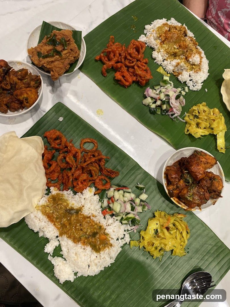 Indian meal served on banana leaves