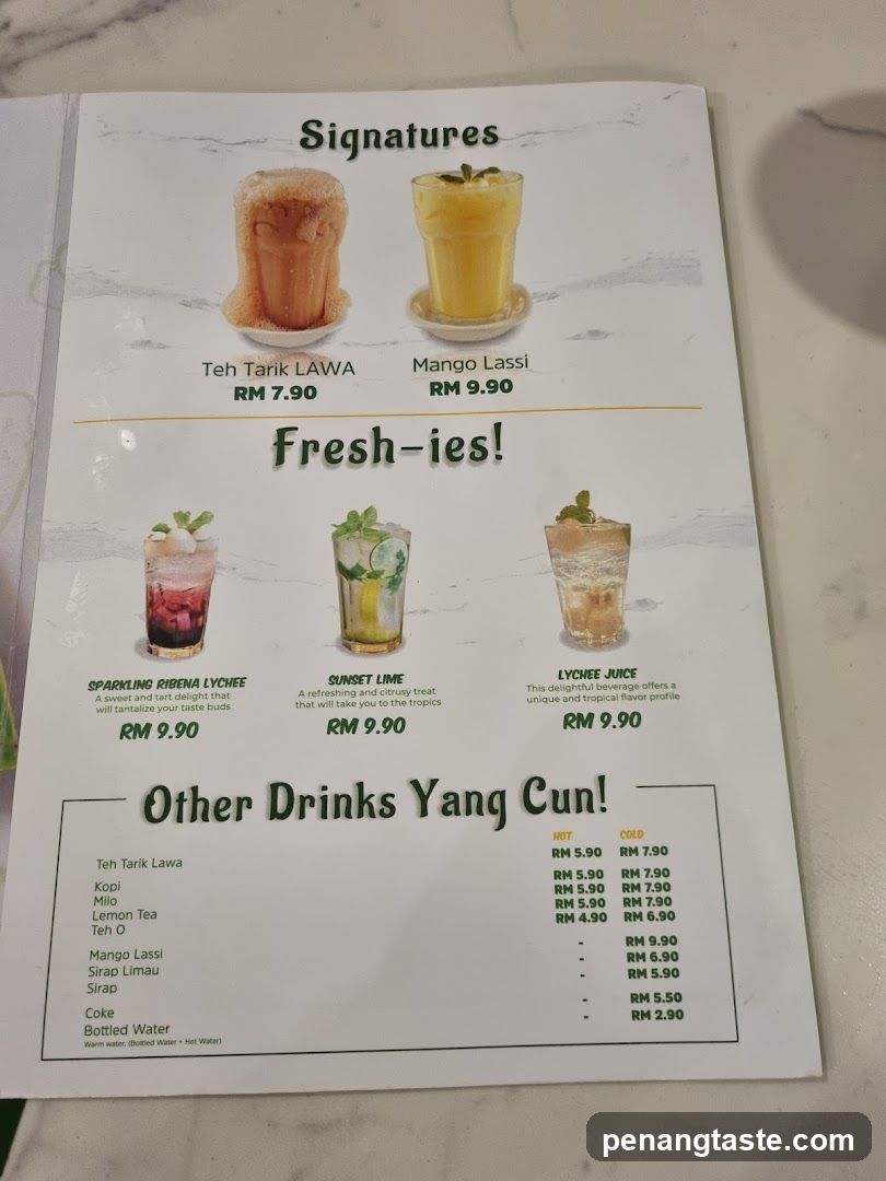 Signature and Fresh Drinks Menu